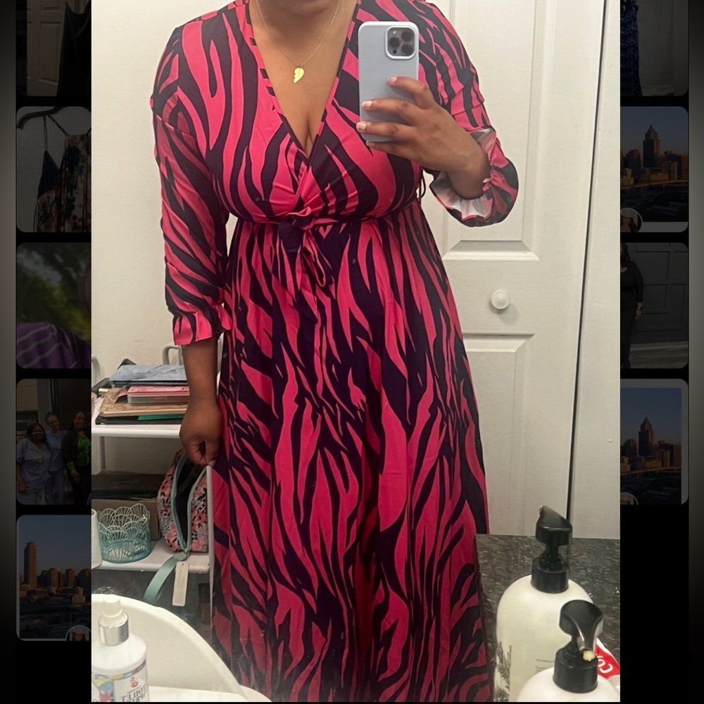 Pink and dark blue Zebra Print Dress